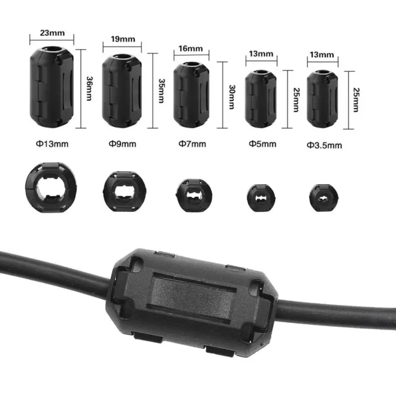 Ferrite Magnetic Core Clip 5mm - Suppresor de Zgomot cablu, EMI - Filtru RFI Ferrite Magnetic Core Clip 5mm - Suppresor de Zgomot cablu, EMI - Filtru RFI