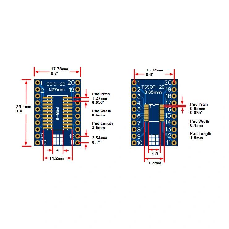 Convertor SOP-20 la DIP-20 Placă Adaptoare SMD la DIP Convertor SOP-20 la DIP-20 Placă Adaptoare SMD la DIP