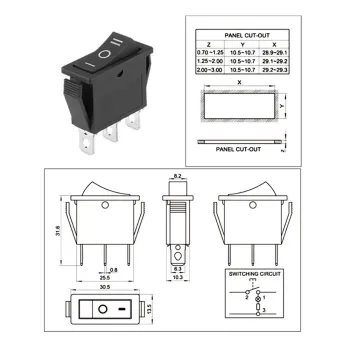 KCD3-103 Comutator Basculant SPDT ON-OFF- ON 250V 15A 3 Căi - Negru KCD3-103 Comutator Basculant SPDT ON-OFF- ON 250V 15A 3 Căi - Negru