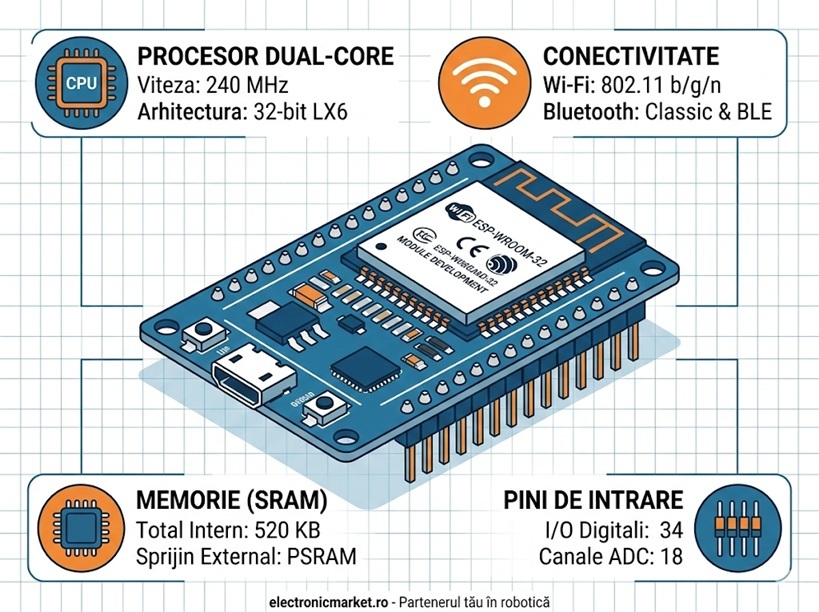 Ghid Complet ESP32 Microcontroler IoT electronicmarket.ro