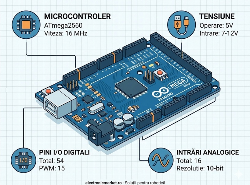 Infografic Specificatii Tehnice Arduino Mega 2560